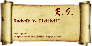 Radván Ildikó névjegykártya