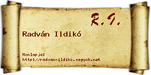 Radván Ildikó névjegykártya